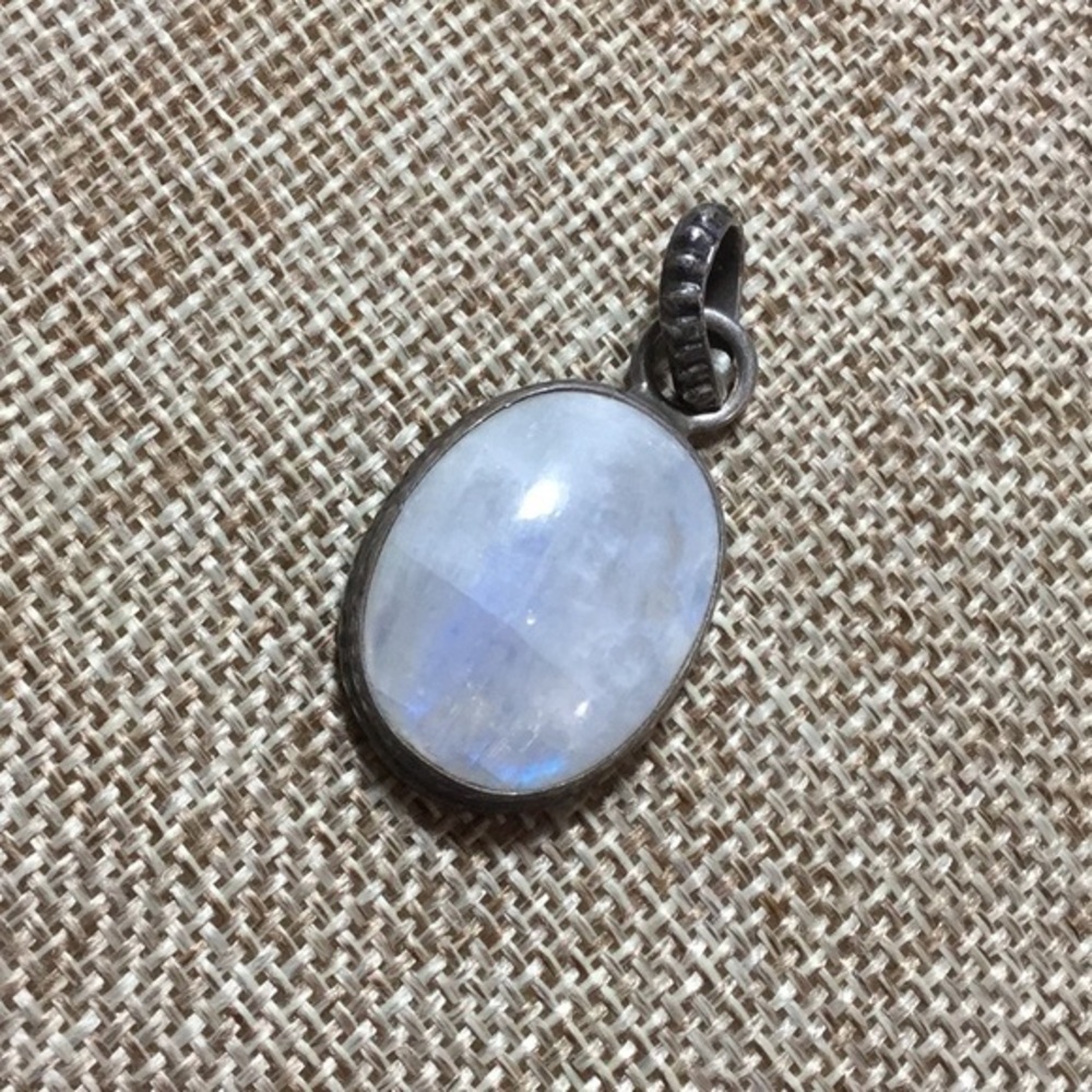 Sterling Blue Flash Moonstone Pendant